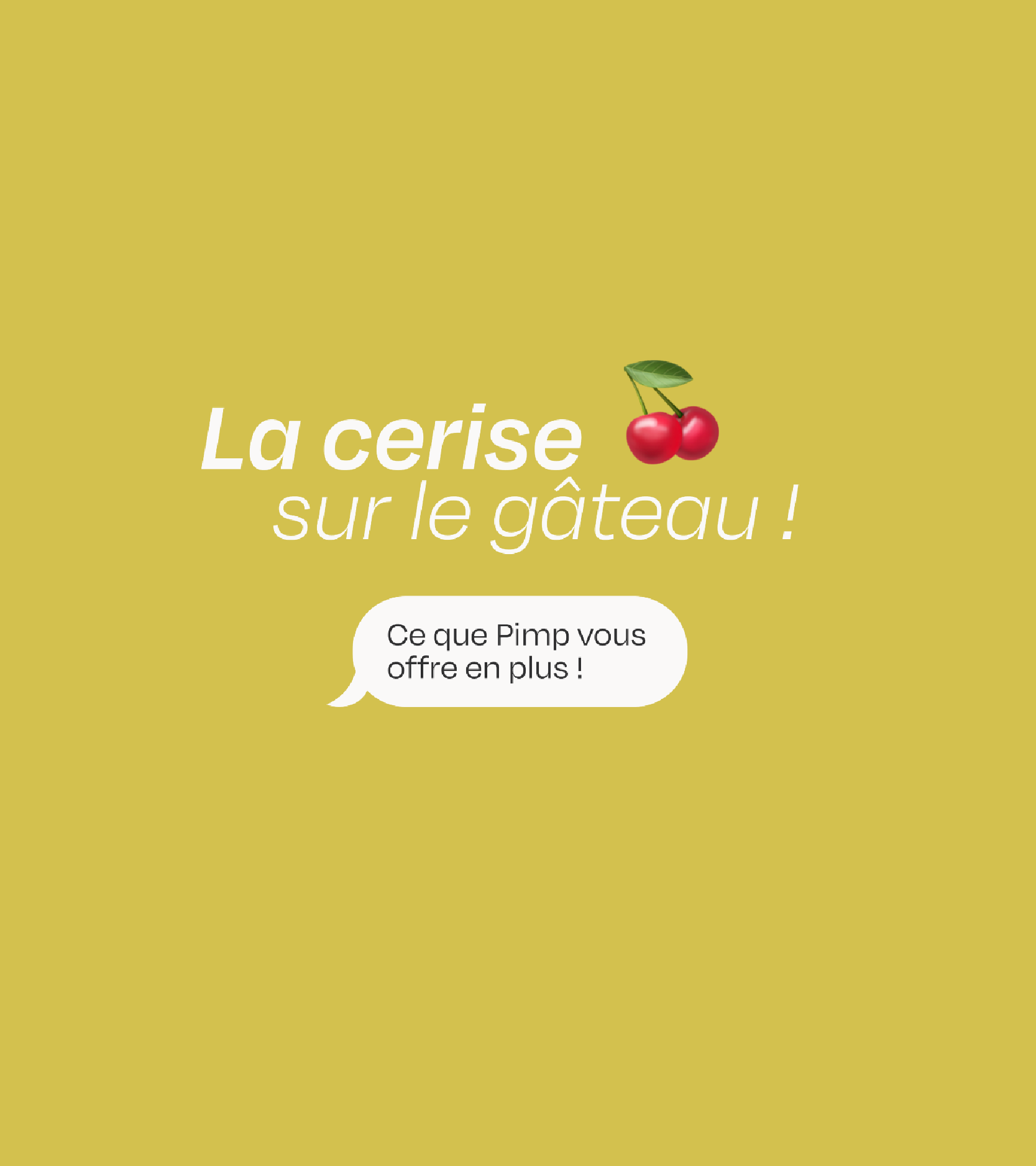 Post insta_la cerise sur le gateau écrit sur un fond vert pomme "la cerise sur le gateau"